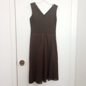 Ann Taylor Espresso Brown Pleated Bodice Dress